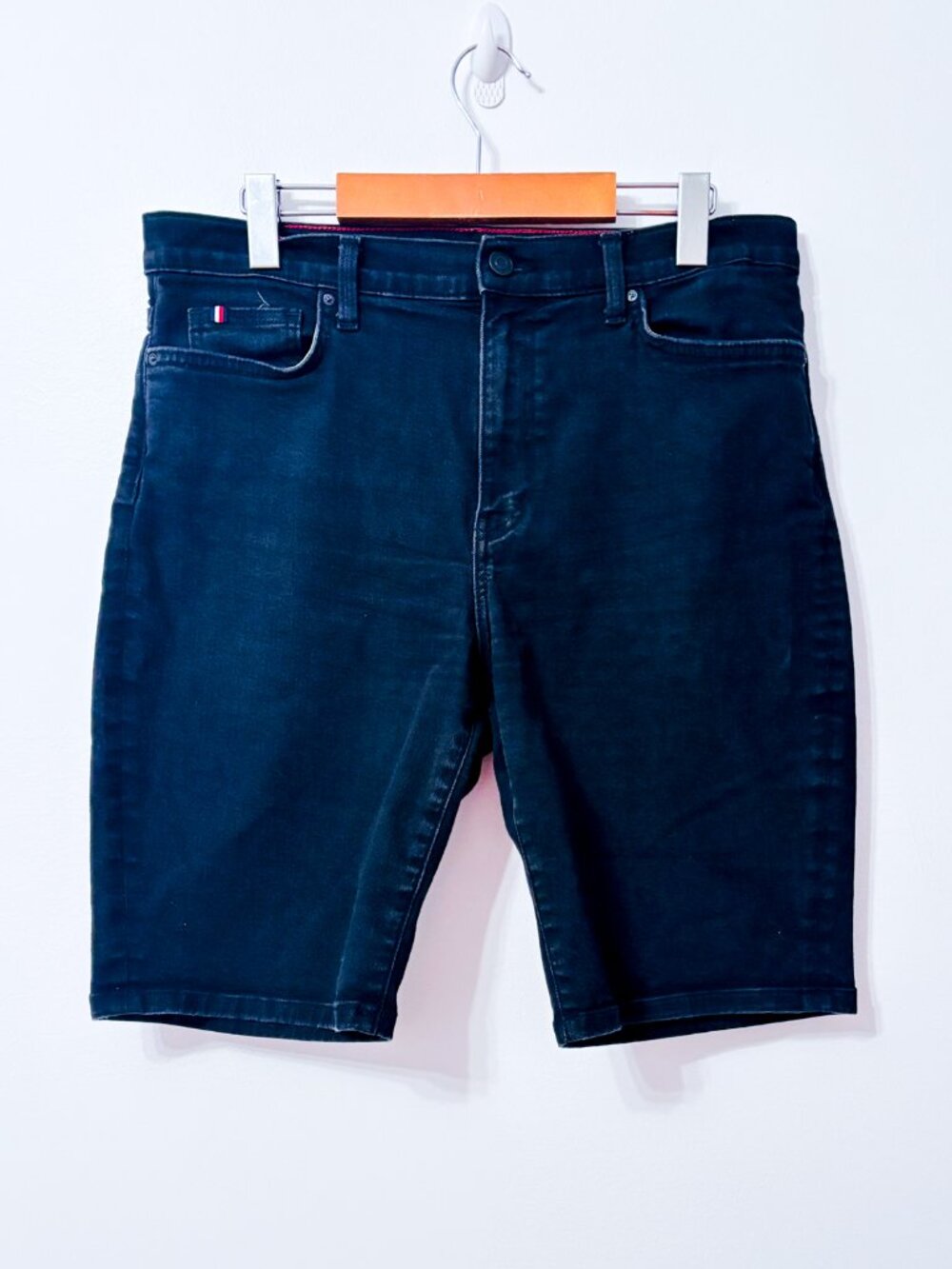 TOMMY HILFIGER Black Stretch Denim Bermuda Jean Shorts Size 12